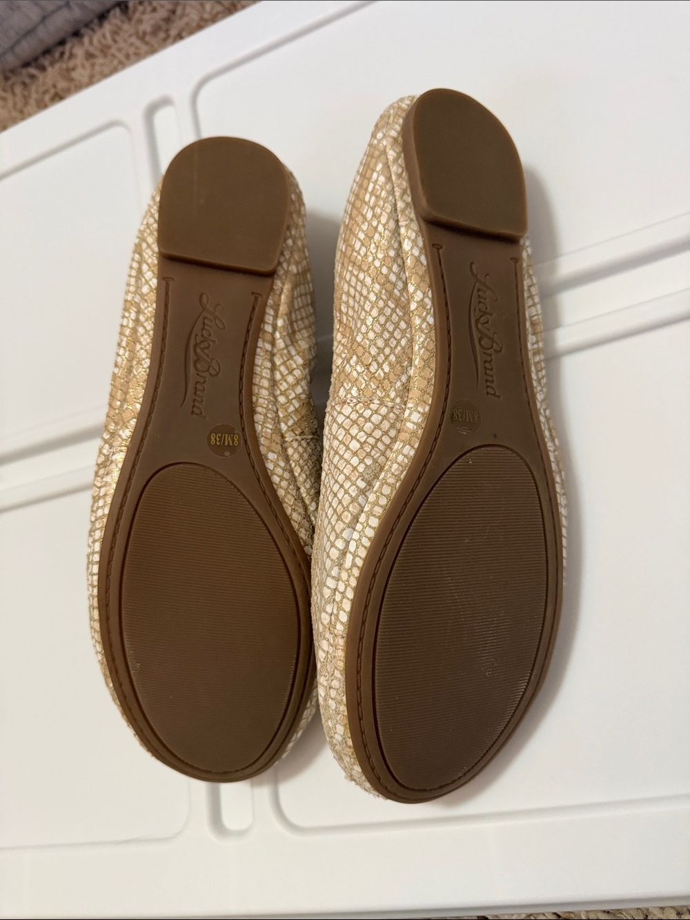Women’s Lucky Brand Tan Snake-Print Ballet Flats - Picture 2 of 3